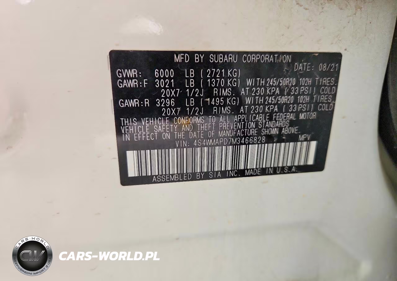 2021 Subaru Ascent Limited VIN:4S4WMAPD7M3466828 - 13