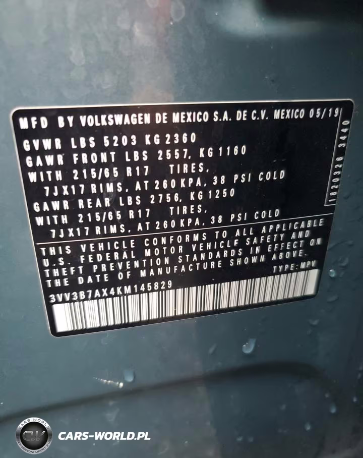 2019 Volkswagen Tiguan Se VIN:3VV3B7AX4KM145829 - 13