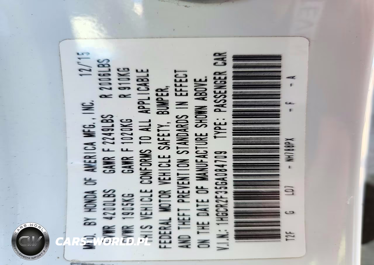 2016 Honda Accord Lx VIN:1HGCR2F35GA084709 - 13