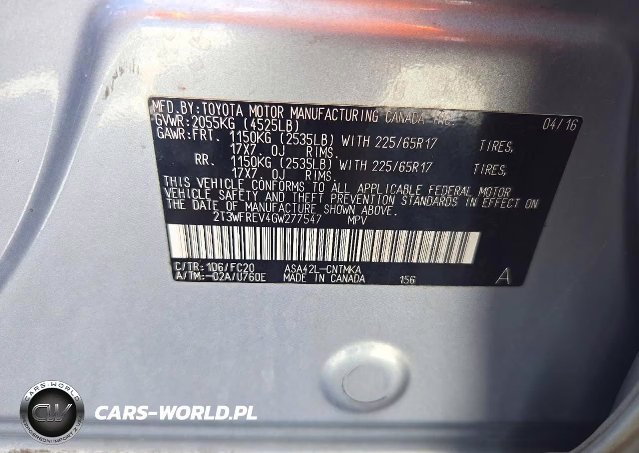 2016 Toyota Rav4 Xle VIN:2T3WFREV4GW277547 - 13