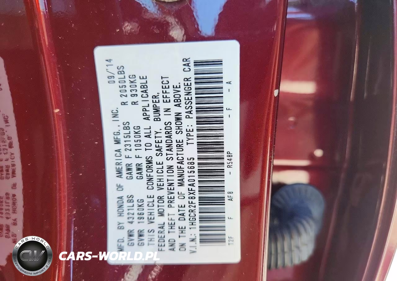 2015 Honda Accord Exl VIN:1HGCR2F8XFA015685 - 13