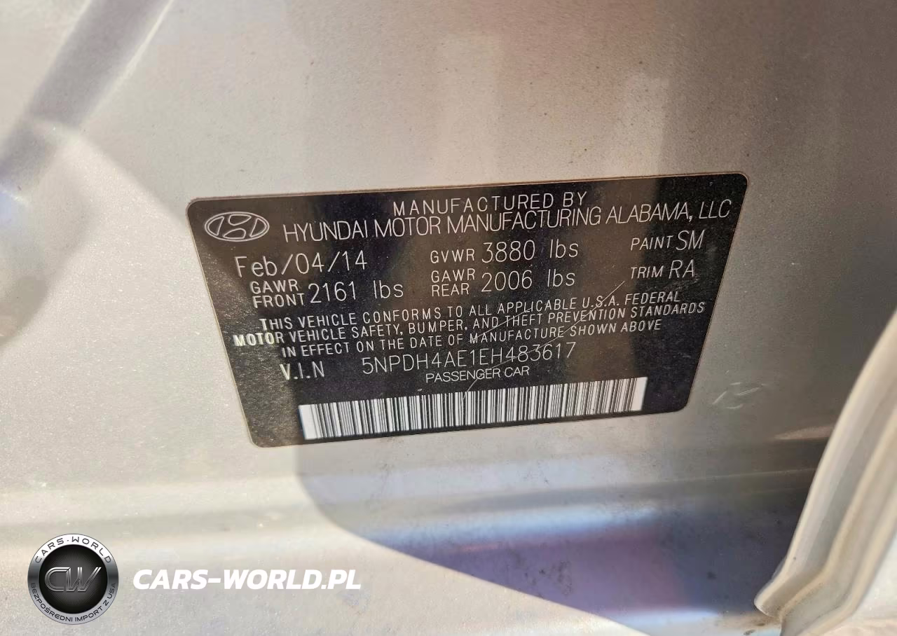 2014 Hyundai Elantra Se VIN:5NPDH4AE1EH483617 - 12