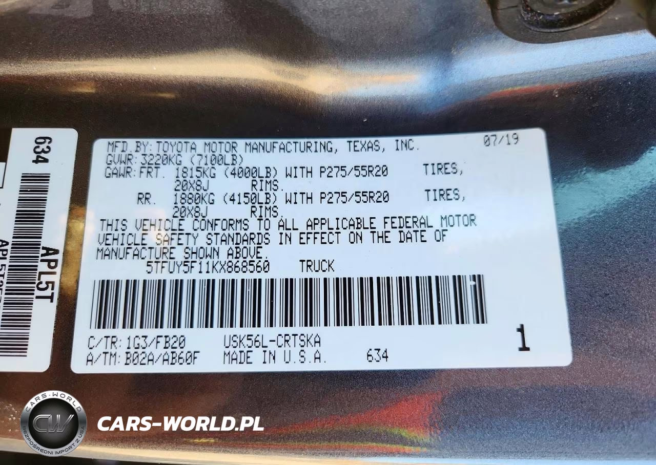 2019 Toyota Tundra Sr5 VIN:5TFUY5F11KX868560 - 12