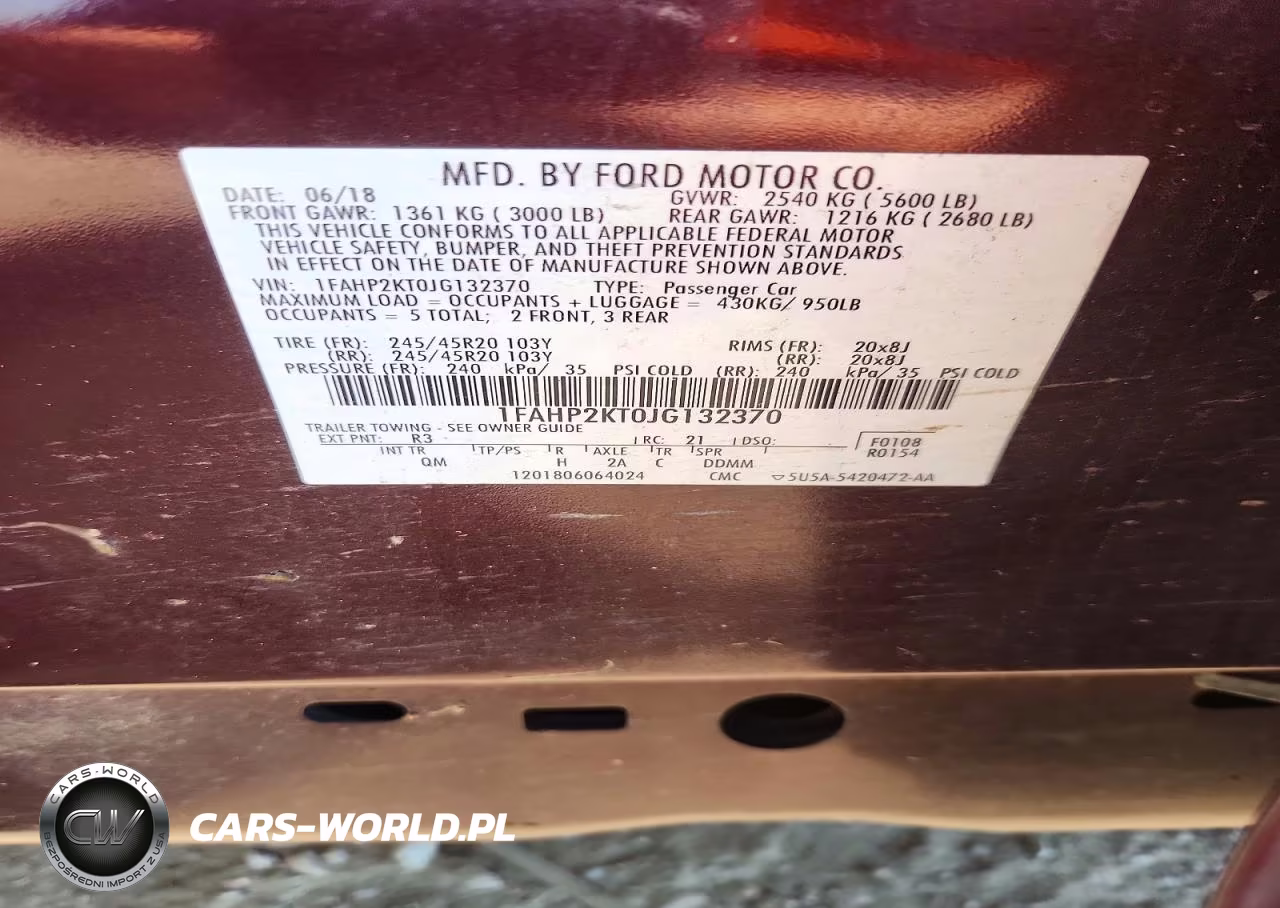 2018 Ford Taurus Sho VIN:1FAHP2KT0JG132370 - 12