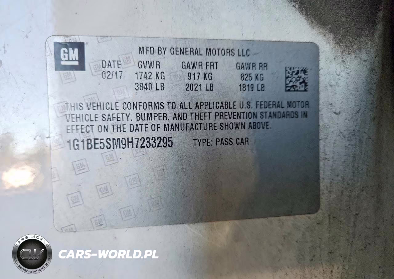 2017 Chevrolet Cruze Lt VIN:1G1BE5SM9H7233295 - 12