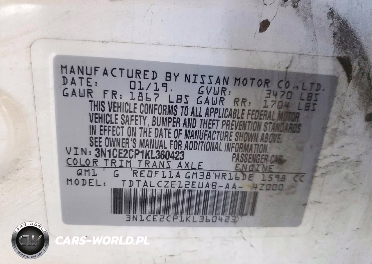 2019 Nissan Versa Note S VIN:3N1CE2CP1KL360423 - 13