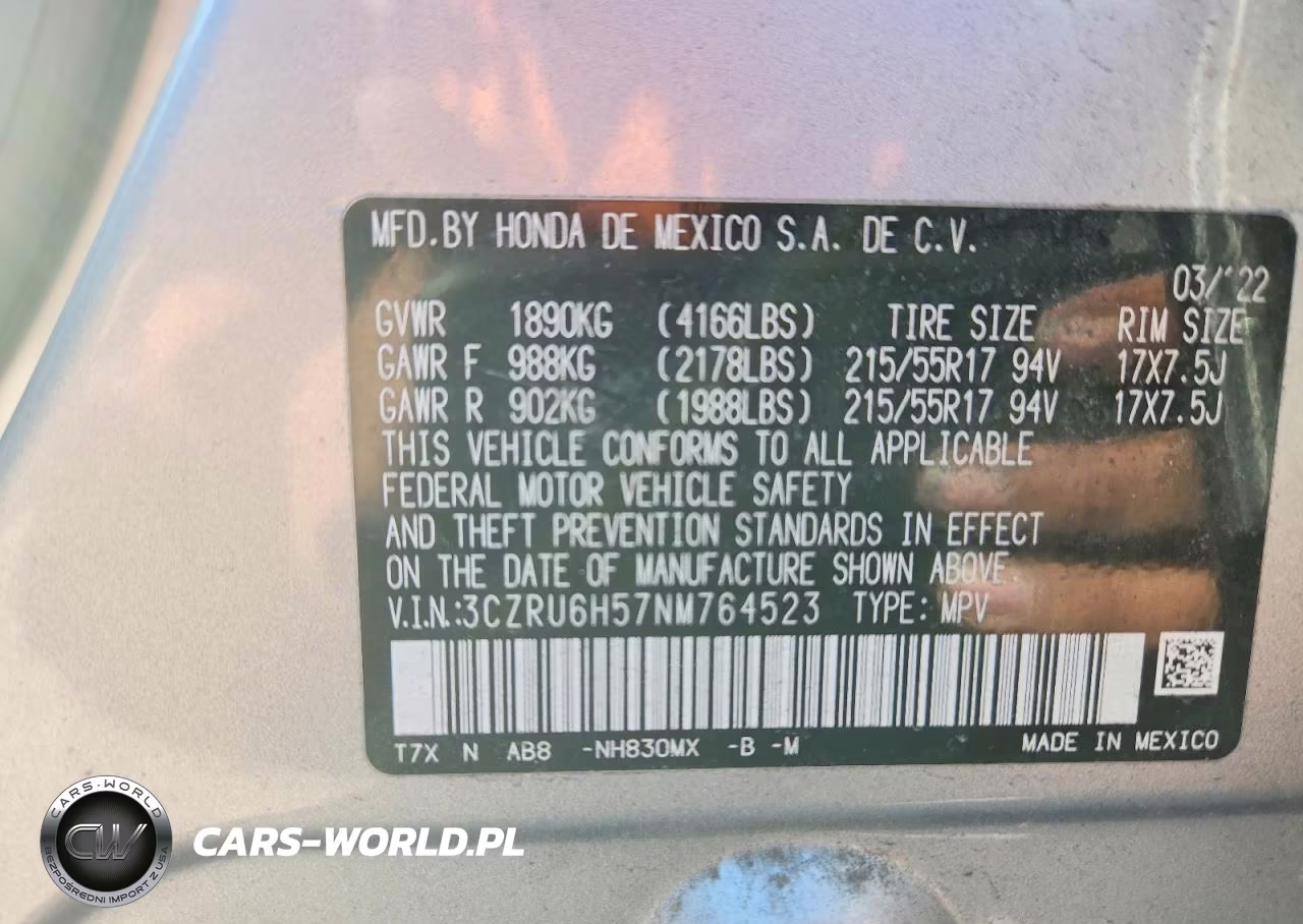 2022 Honda Hr-V Ex VIN:3CZRU6H57NM764523 - 12