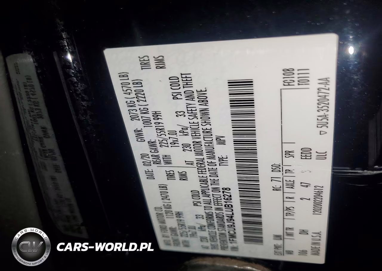 2020 Ford Escape Titanium VIN:1FMCU9J94LUB16278 - 13
