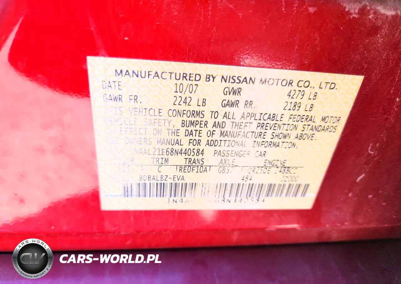 2008 Nissan Altima 2.5 VIN:1N4AL21E68N440584 - 12