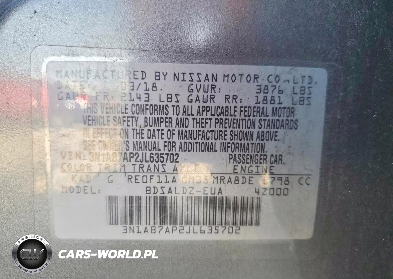 2018 Nissan Sentra Sv VIN:3N1AB7AP2JL635702 - 13