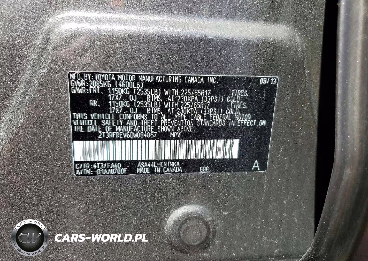 2013 Toyota Rav4 Xle VIN:2T3RFREV6DW084857 - 14