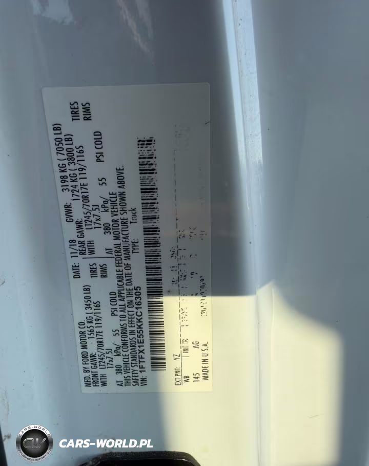 2019 Ford F150 Super Cab VIN:1FTFX1E55KKC16305 - 10