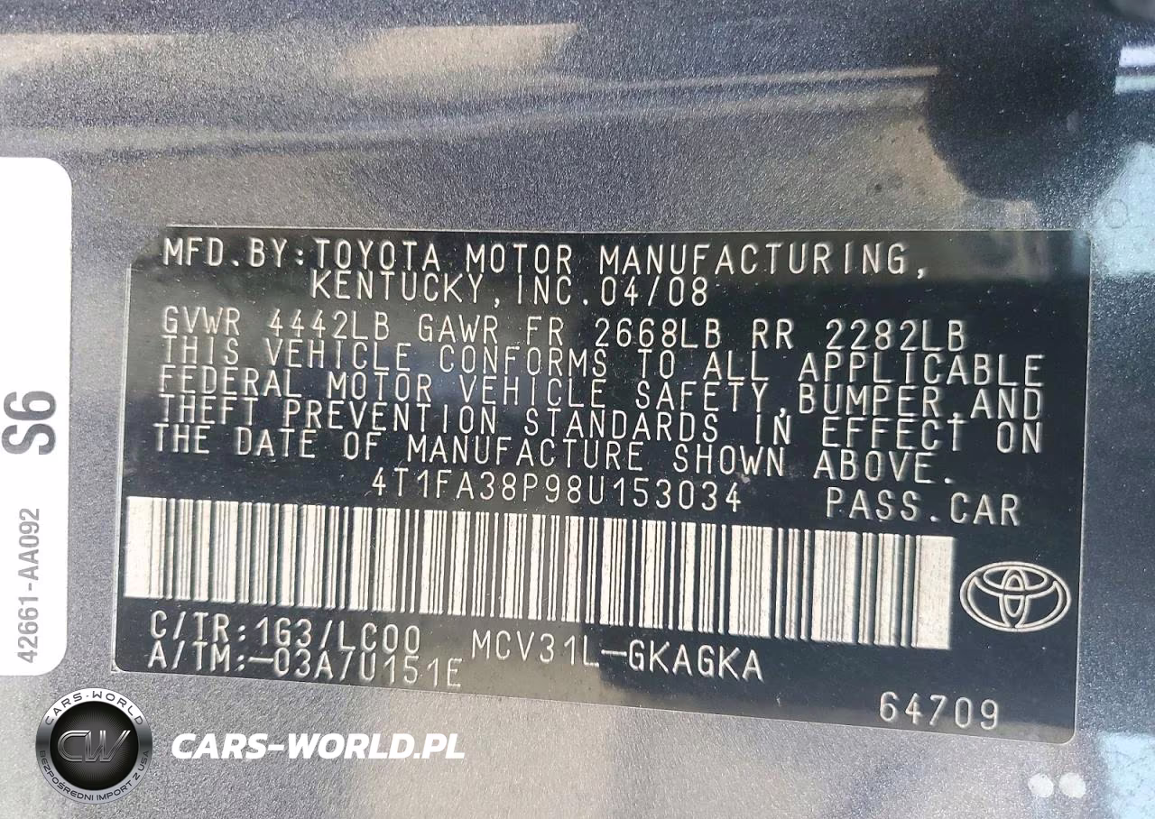 2008 Toyota Camry Solara Sle V6 VIN:4T1FA38P98U153034 - 13