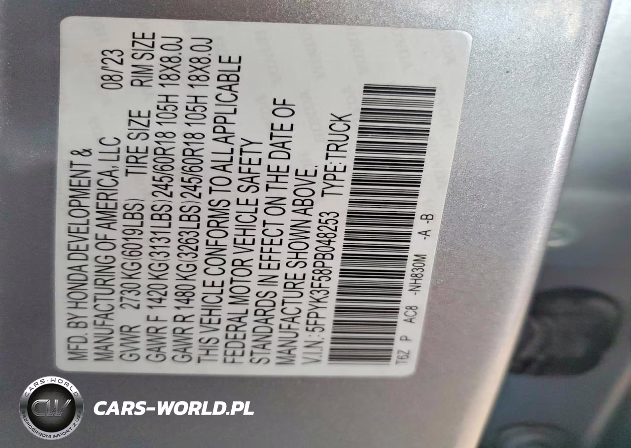 2023 Honda Ridgeline Rtl VIN:5FPYK3F58PB048253 - 12