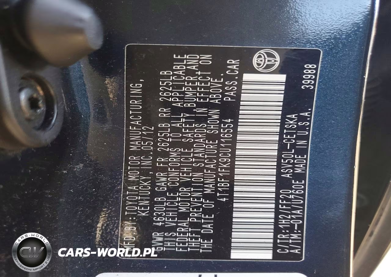 2012 Toyota Camry Se VIN:4T1BF1FK9CU116554 - 13
