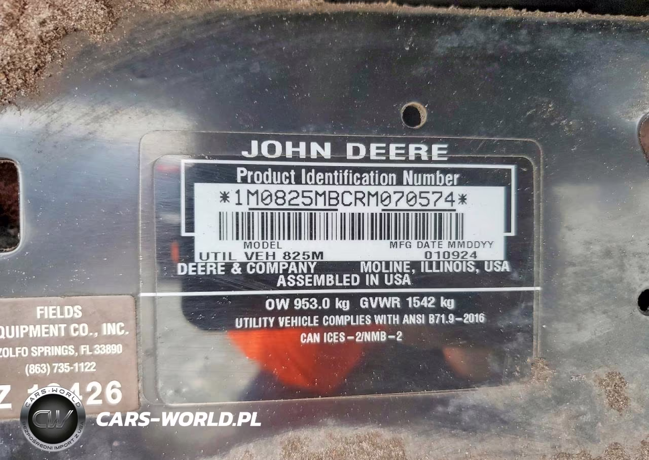 2024 John Deere Xuv825M Utility Vehicle VIN:1M0825MBCRM070574 - 10
