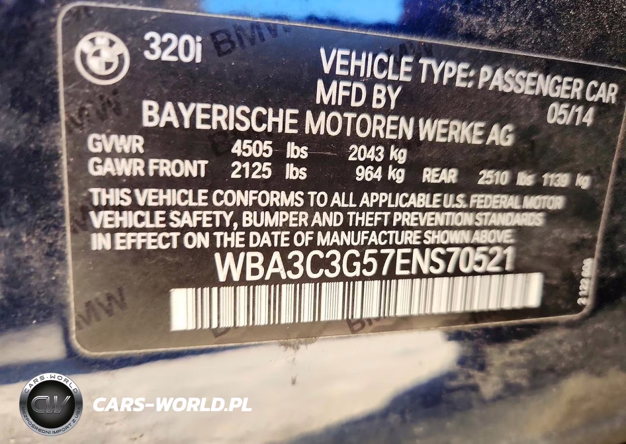 2014 BMW 320 I xDrive VIN:WBA3C3G57ENS70521 - 12