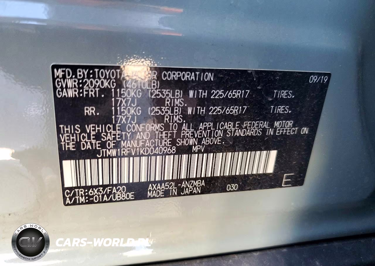 2019 Toyota Rav4 Xle VIN:JTMW1RFV1KD040968 - 13