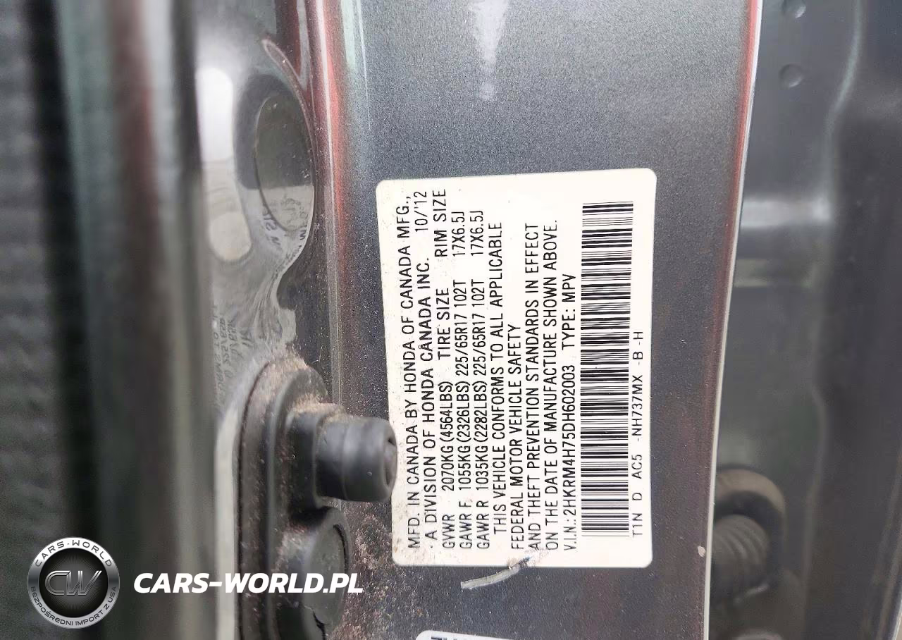 2013 Honda Cr-V Exl VIN:2HKRM4H75DH602003 - 13