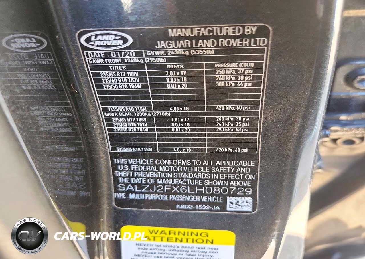 2020 Land Rover Range Rover Evoque S VIN:SALZJ2FX6LH080729 - 12