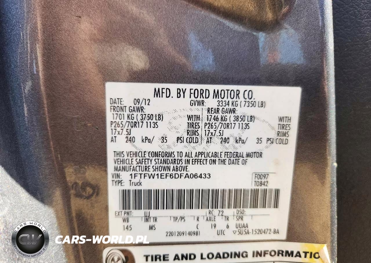 2013 Ford F150 Supercrew VIN:1FTFW1EF6DFA06433 - 12