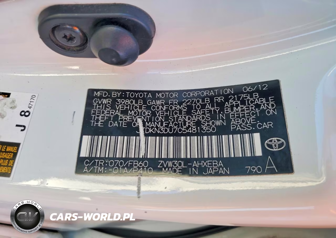 2012 Toyota Prius Three VIN:JTDKN3DU7C5481350 - 12
