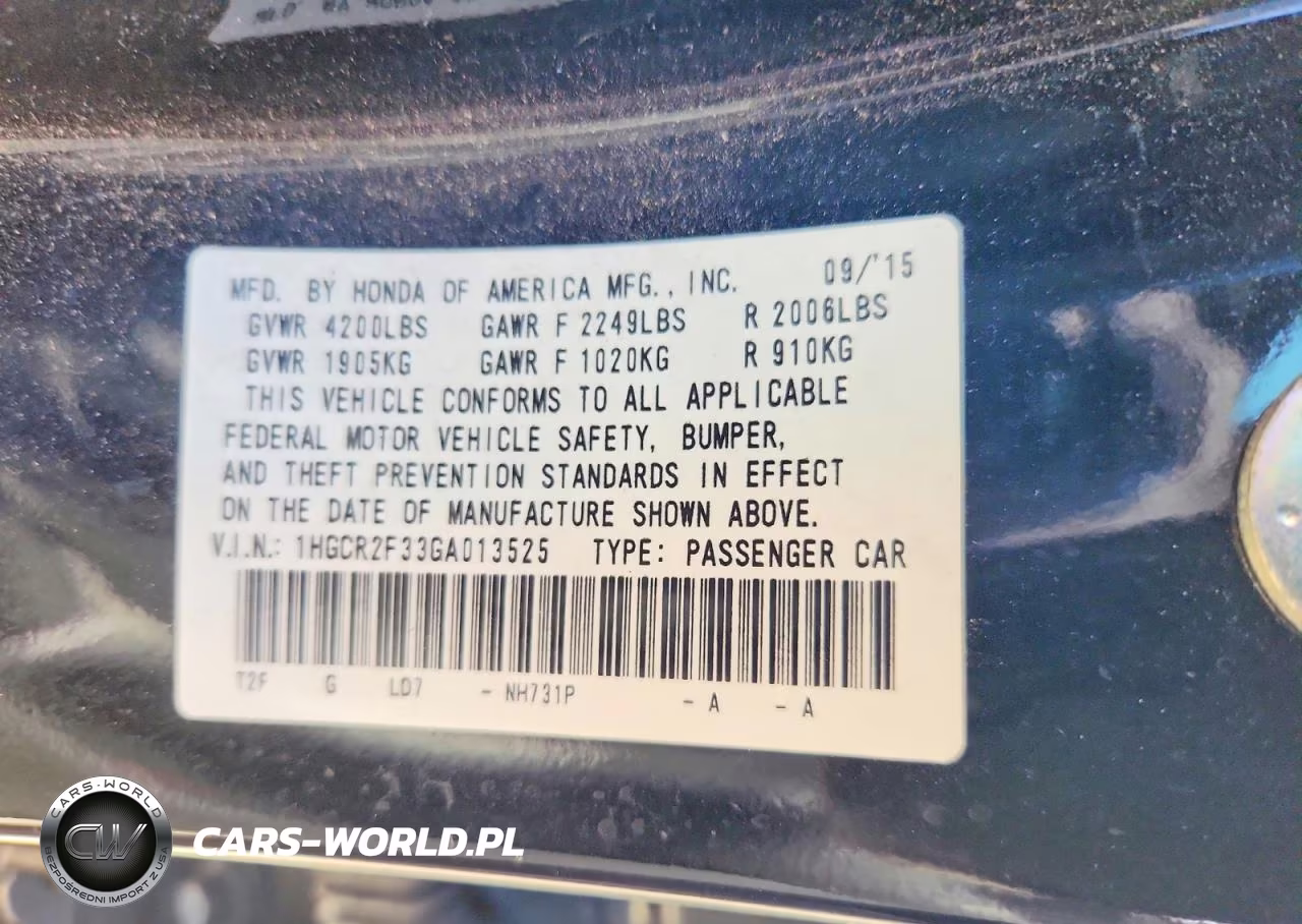 2016 Honda Accord Lx VIN:1HGCR2F33GA013525 - 13