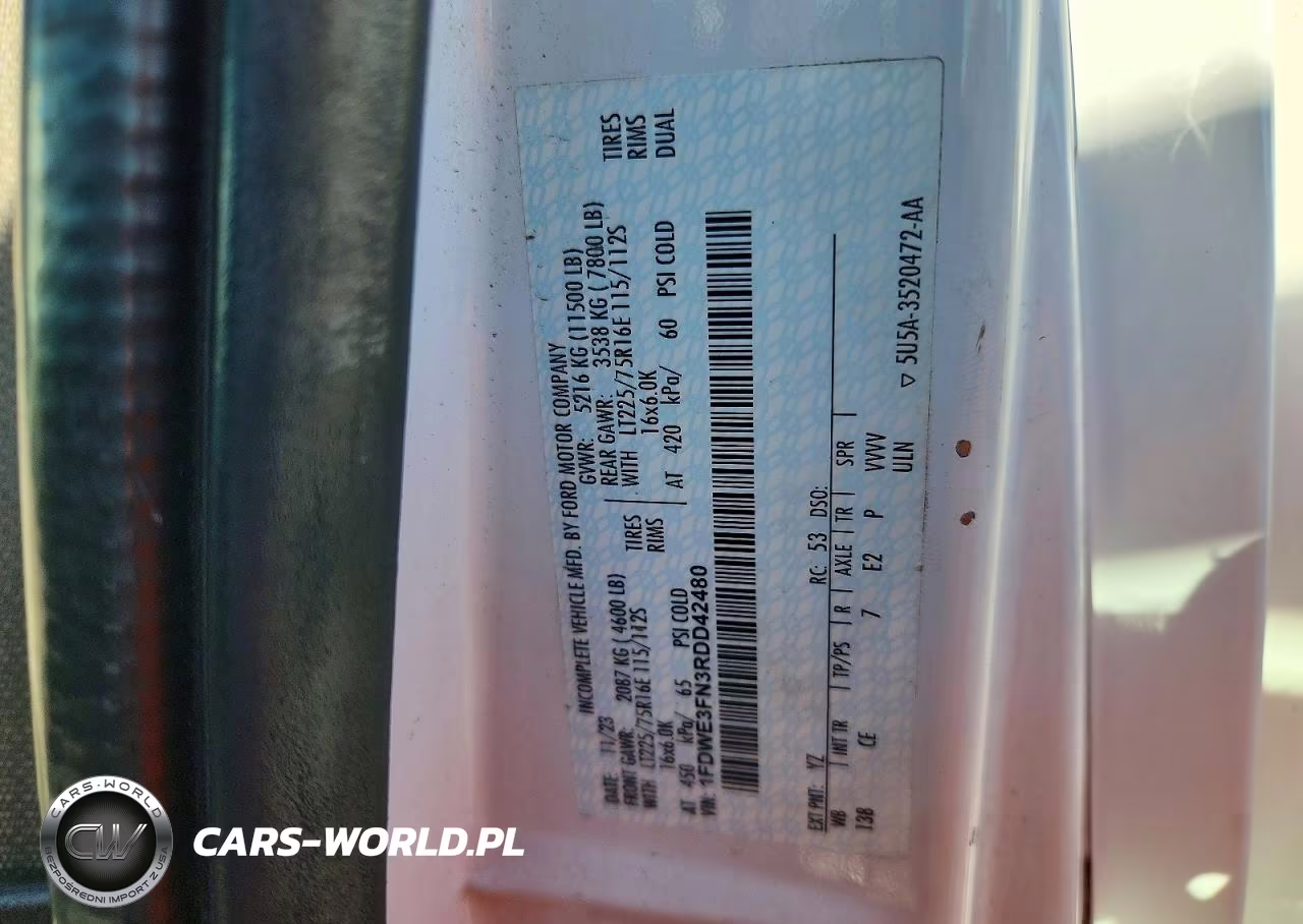 2024 Ford Econoline E350 Super Duty Cutaway Van VIN:1FDWE3FN3RDD42480 - 12