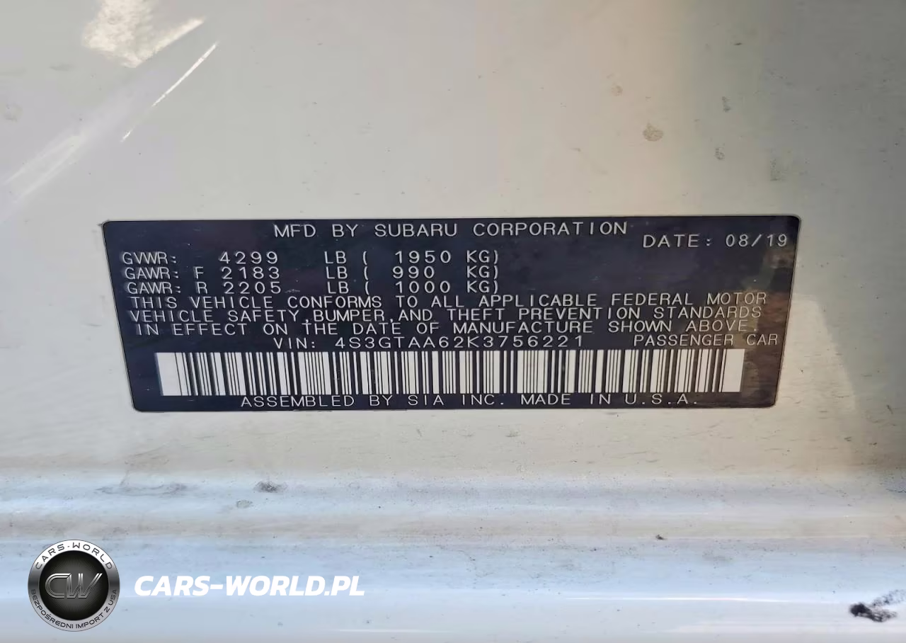 2019 Subaru Impreza VIN:4S3GTAA62K3756221 - 12