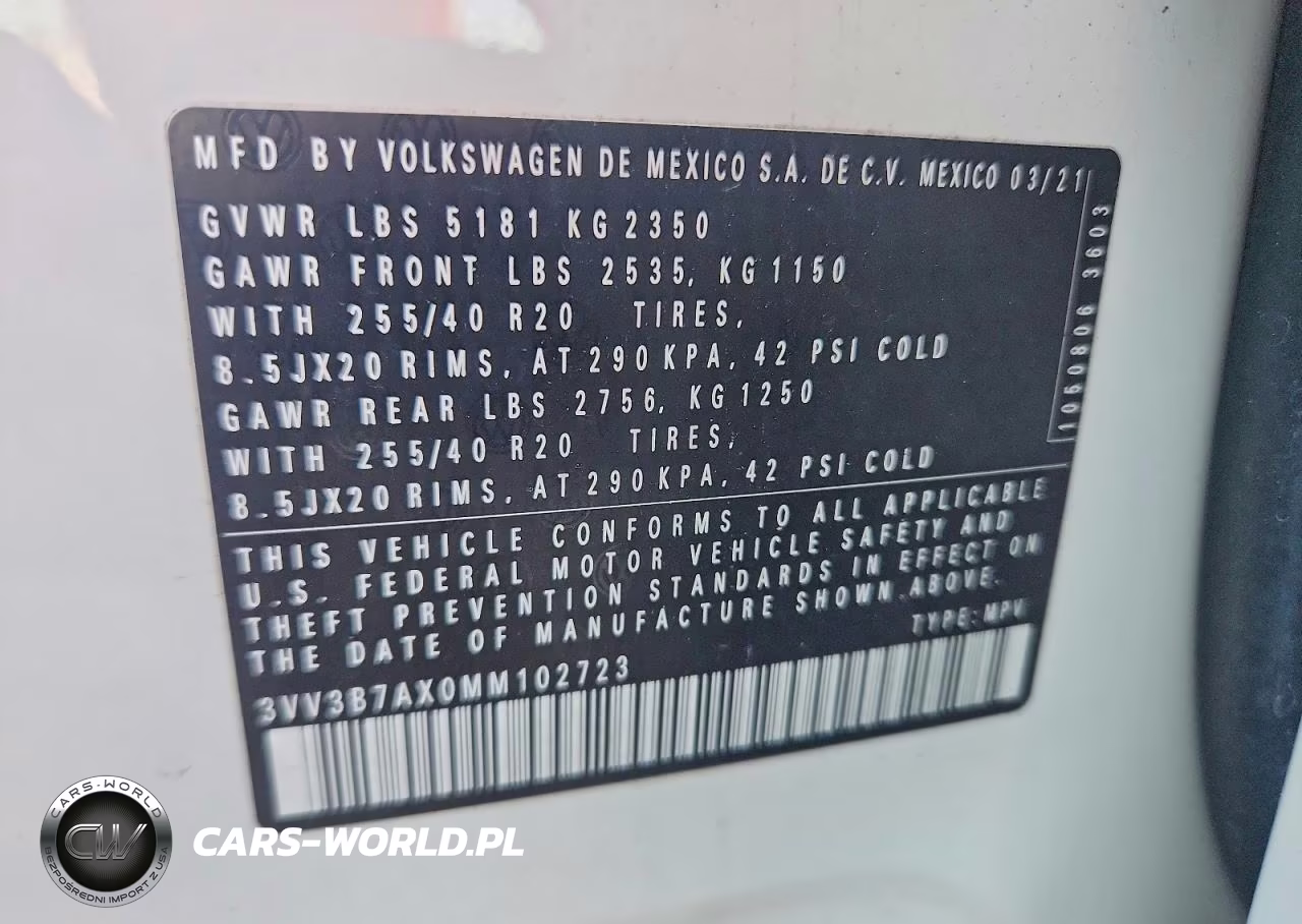 2021 Volkswagen Tiguan Se VIN:3VV3B7AX0MM102723 - 14