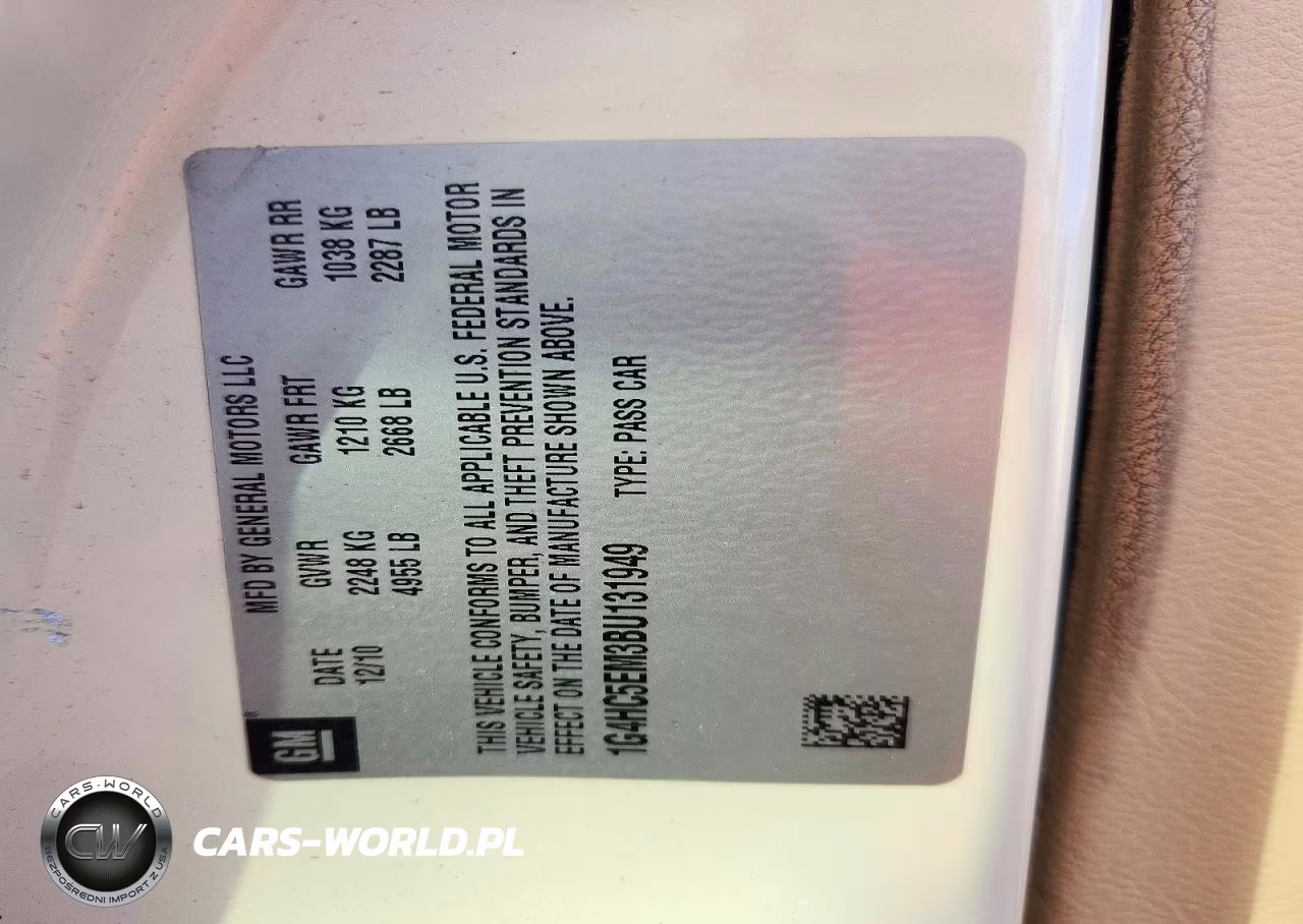 2011 Buick Lucerne Cxl VIN:1G4HC5EM3BU131949 - 12