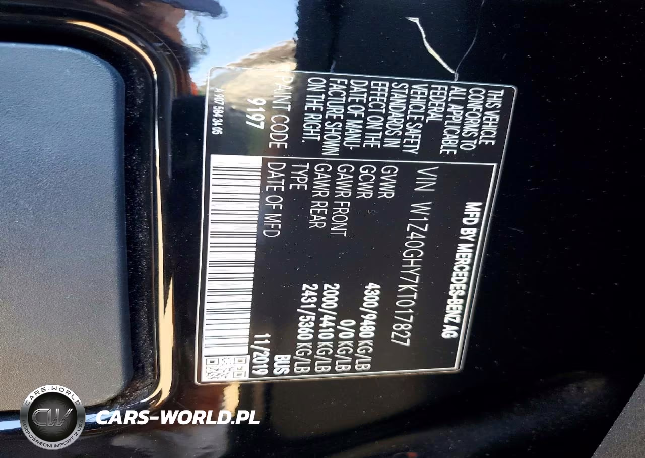 2019 Mercedes-Benz Sprinter 2500 VIN:W1Z40GHY7KT017827 - 13