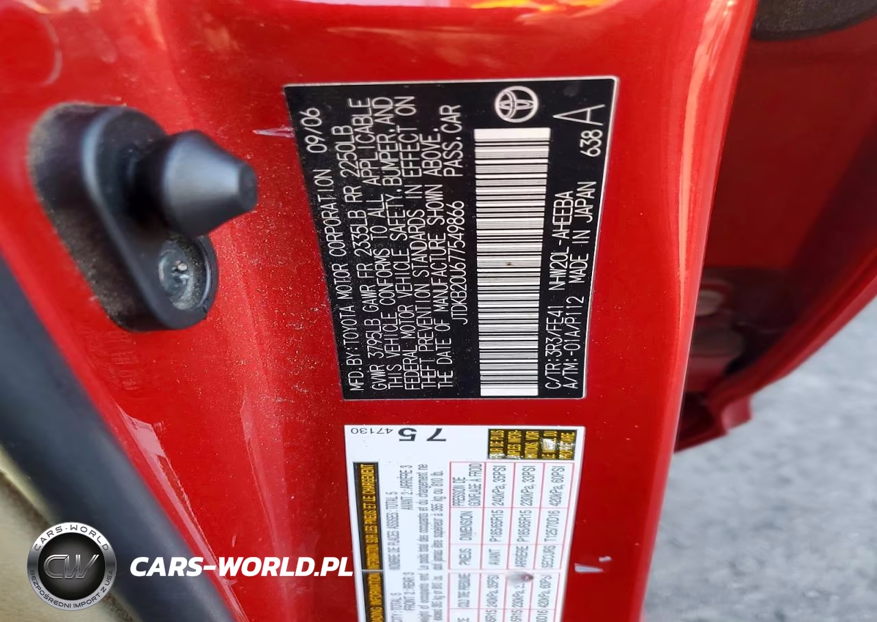 2007 Toyota Prius Base VIN:JTDKB20U677549866 - 12