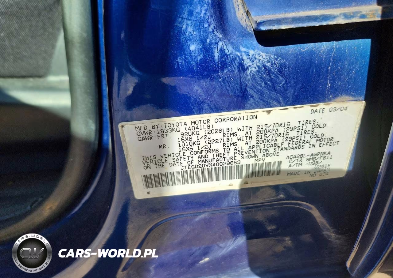 2004 Toyota Rav4 Base VIN:JTEGD20VX40029663 - 12