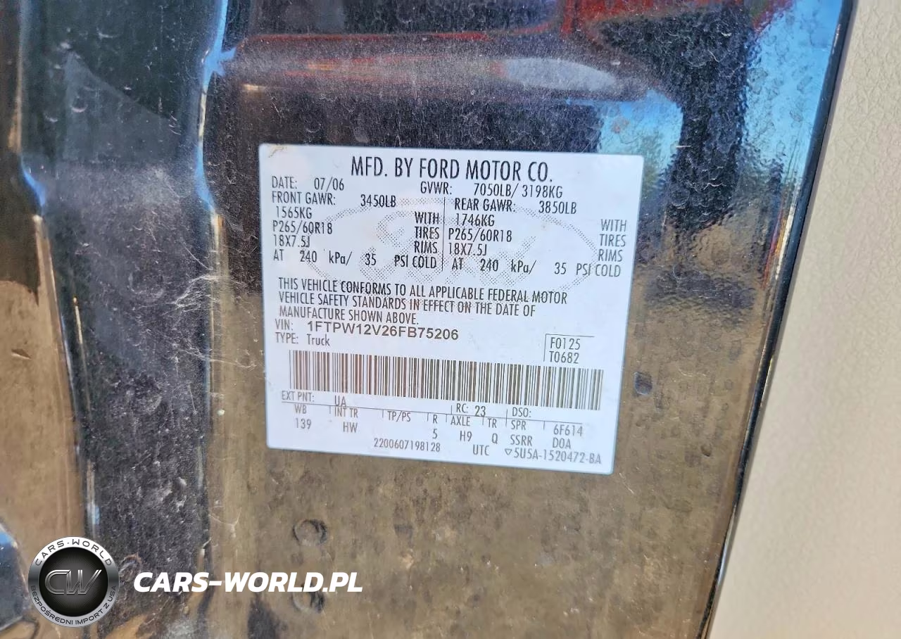 2006 Ford F150 Supercrew VIN:1FTPW12V26FB75206 - 12
