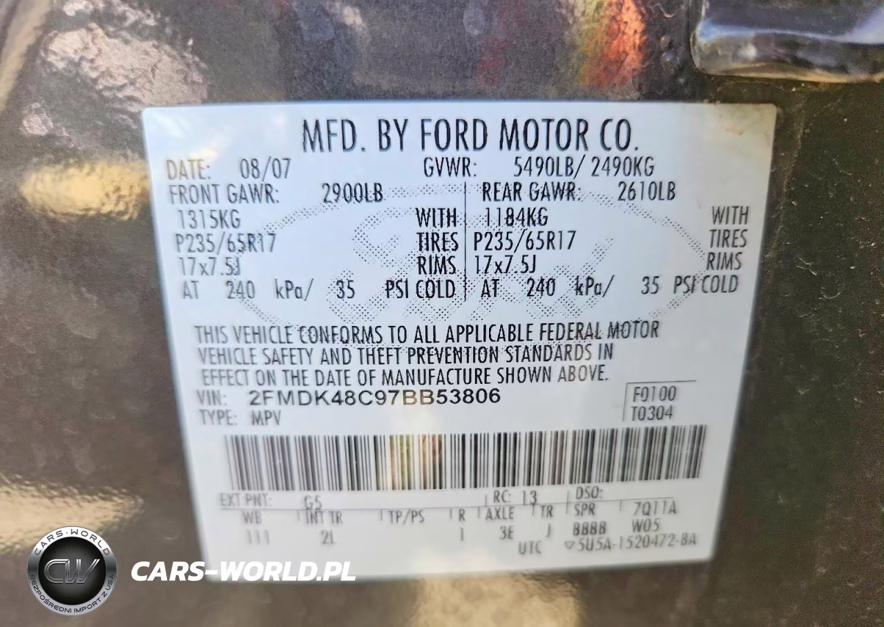 2007 Ford Edge Sel VIN:2FMDK48C97BB53806 - 13