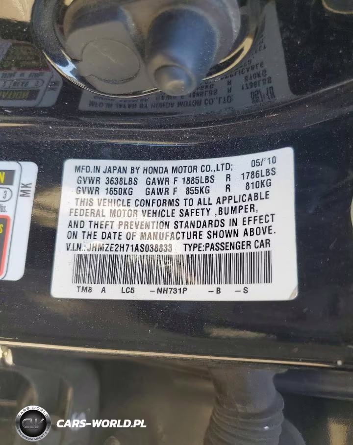 2010 Honda Insight Ex VIN:JHMZE2H71AS038833 - 12