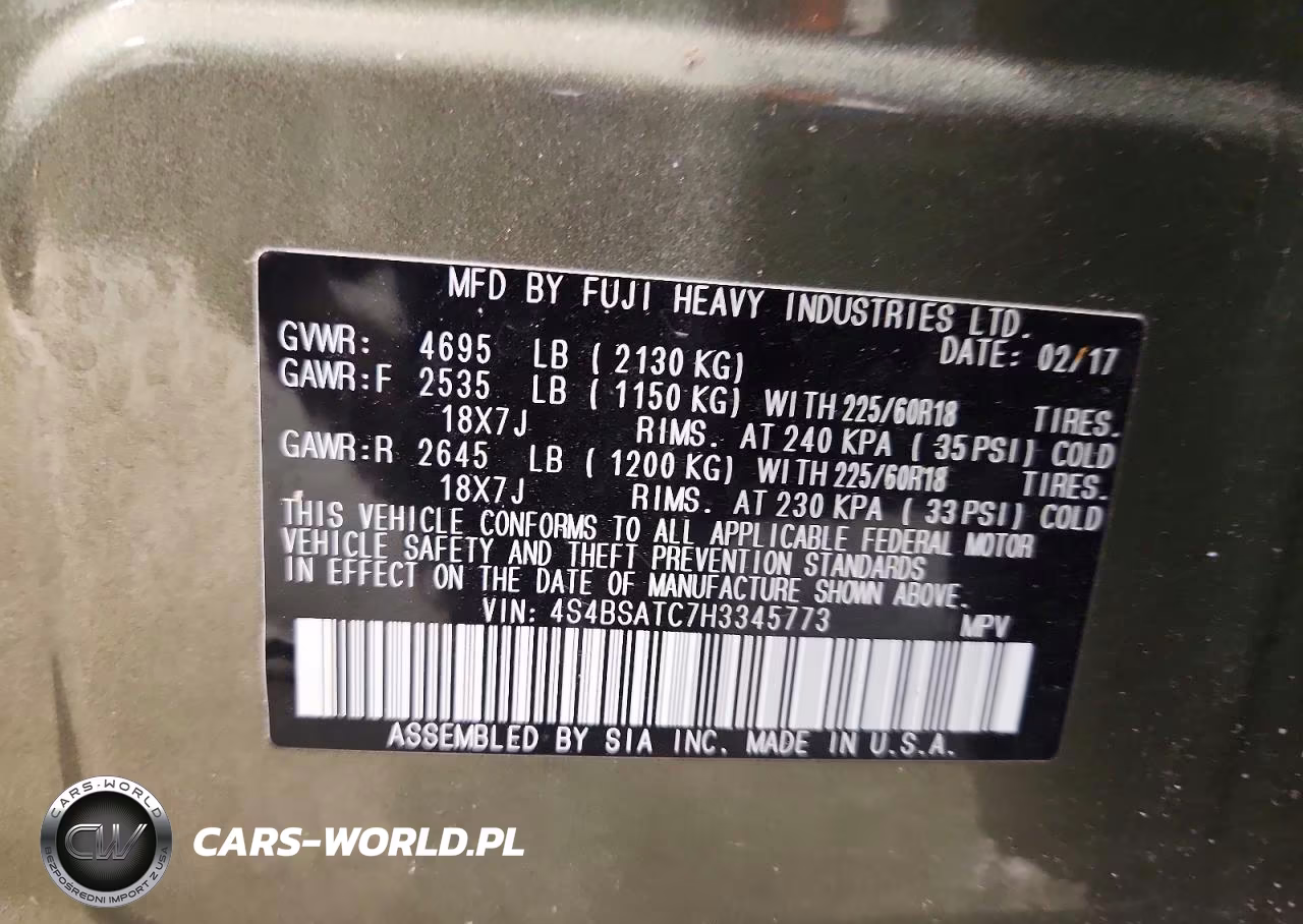2017 Subaru Outback Touring VIN:4S4BSATC7H3345773 - 13