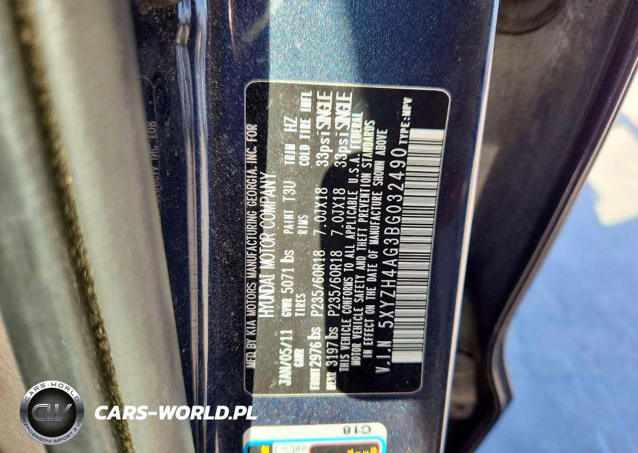 2011 Hyundai Santa Fe Se VIN:5XYZH4AG3BG032490 - 13