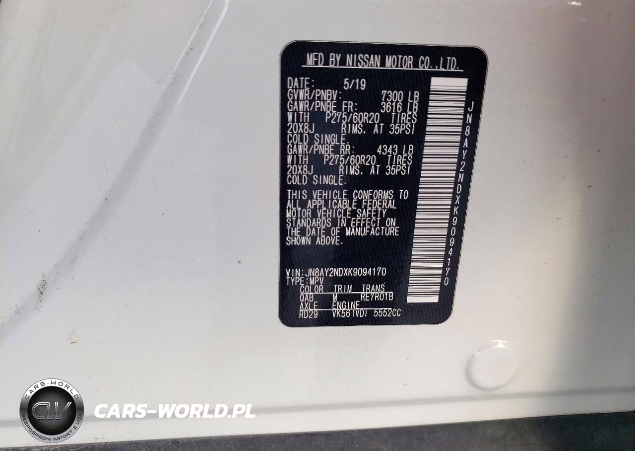 2019 Nissan Armada Sl VIN:JN8AY2NDXK9094170 - 13