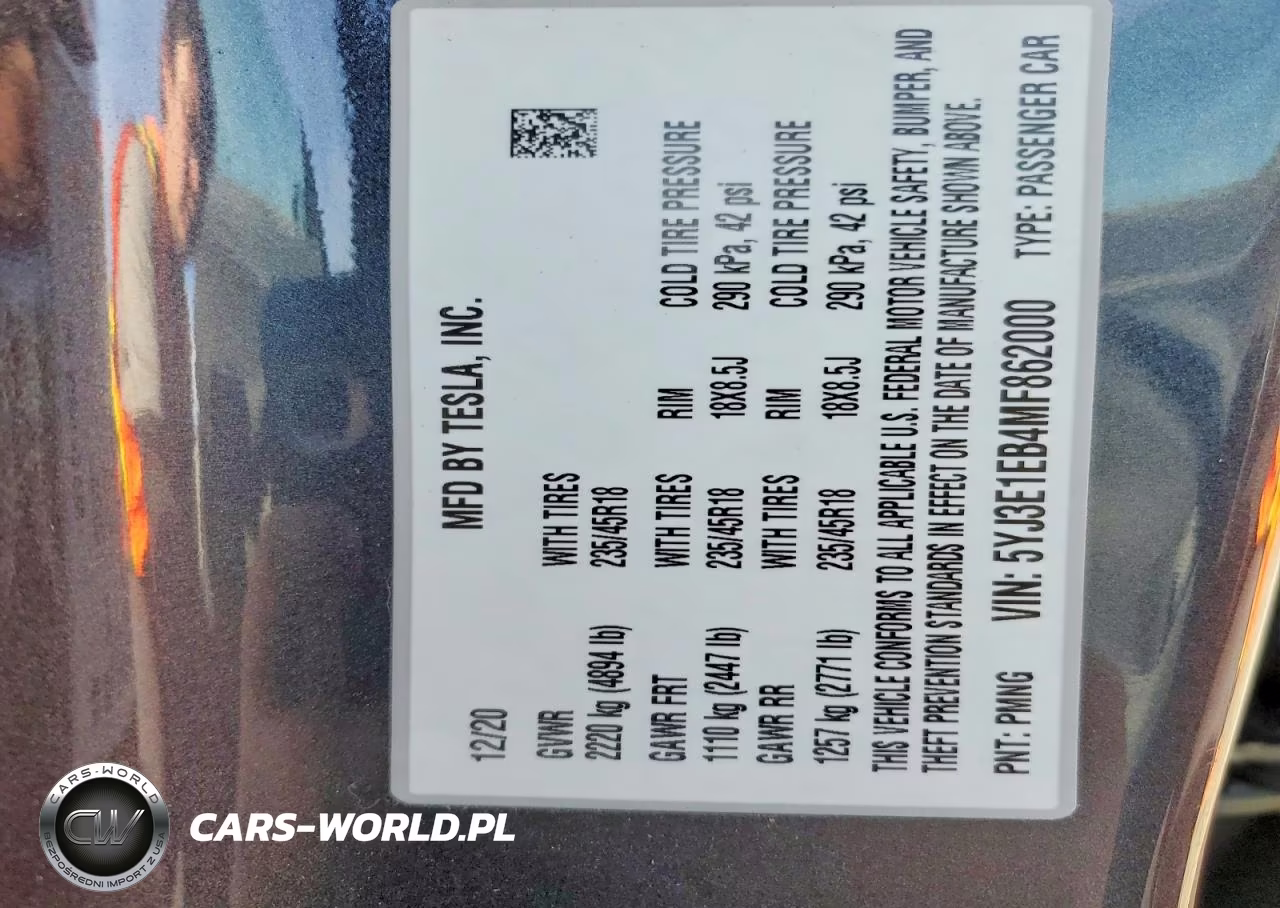 2021 Tesla Model 3 VIN:5YJ3E1EB4MF862000 - 12