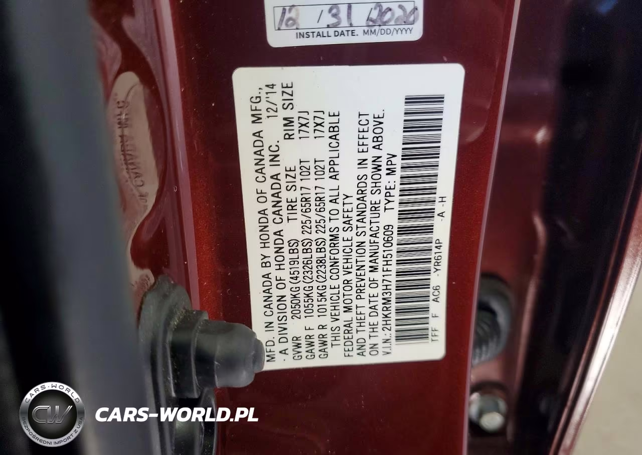 2015 Honda Cr-V Exl VIN:2HKRM3H71FH510609 - 13