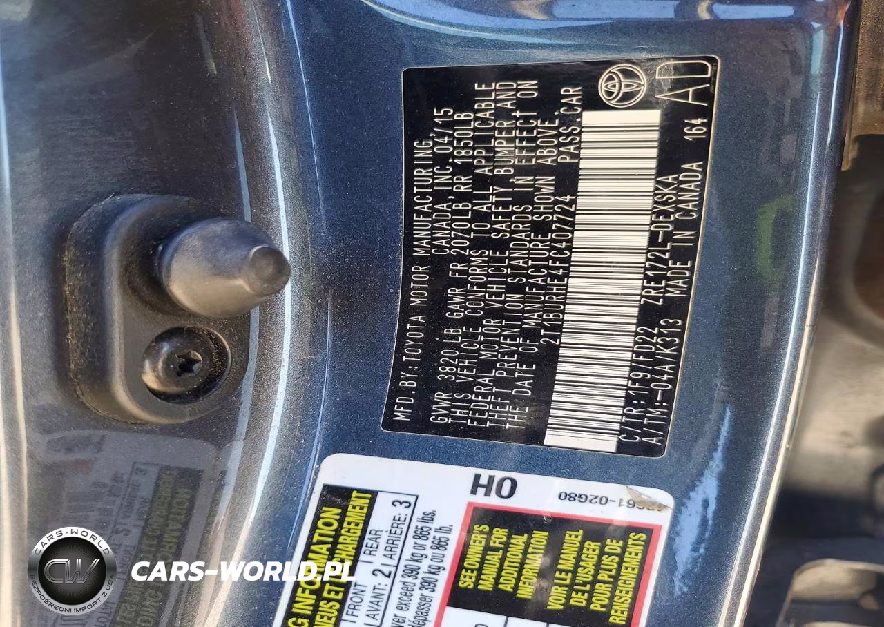 2015 Toyota Corolla S Plus VIN:2T1BURHE4FC407724 - 12