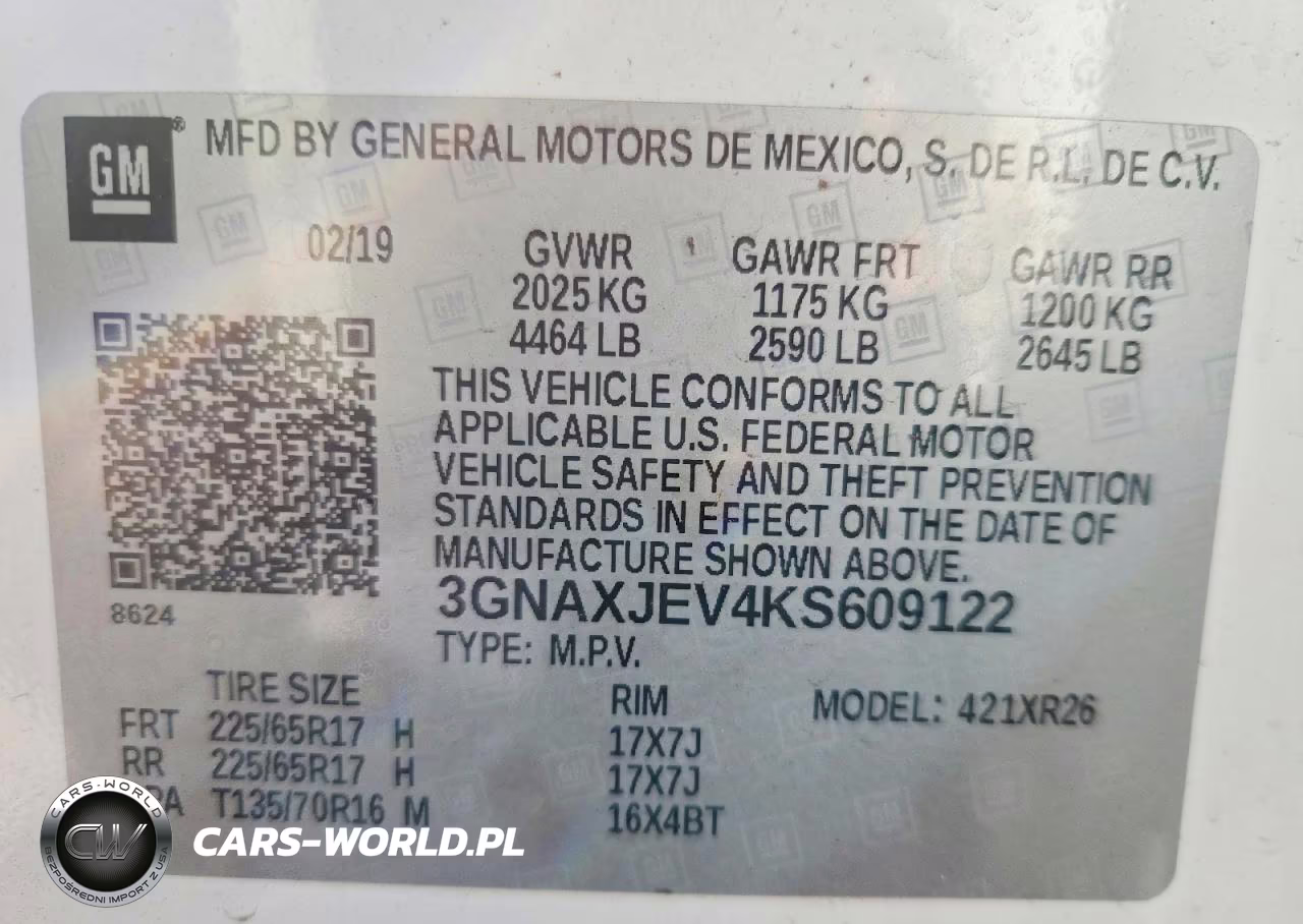 2019 Chevrolet Equinox Lt VIN:3GNAXJEV4KS609122 - 12