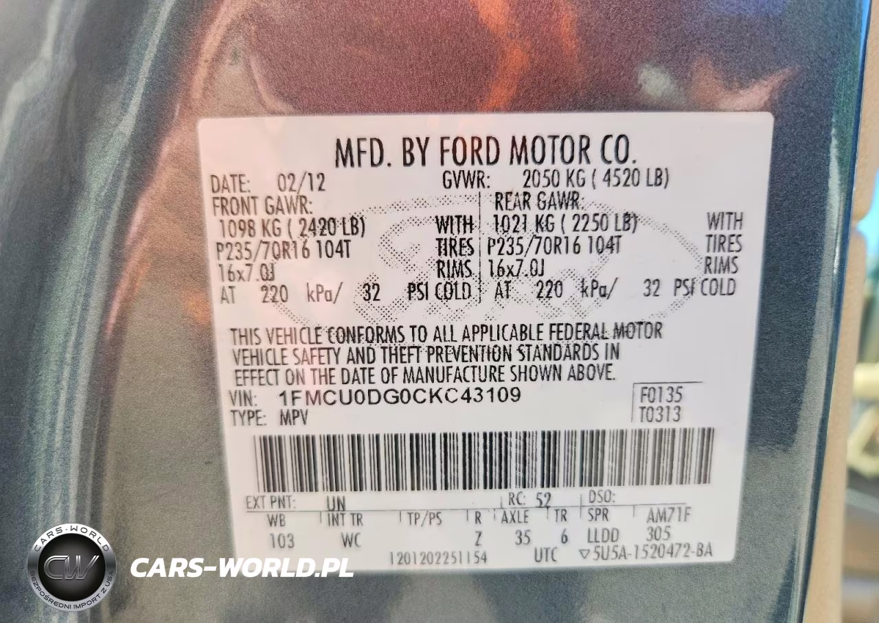 2012 Ford Escape Xlt VIN:1FMCU0DG0CKC43109 - 13