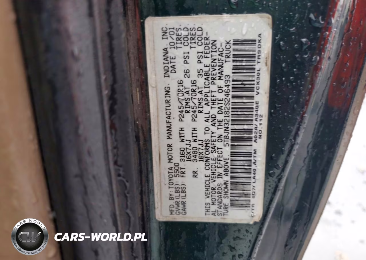 2002 Toyota Tundra Base VIN:5TBJN32182S246493 - 13