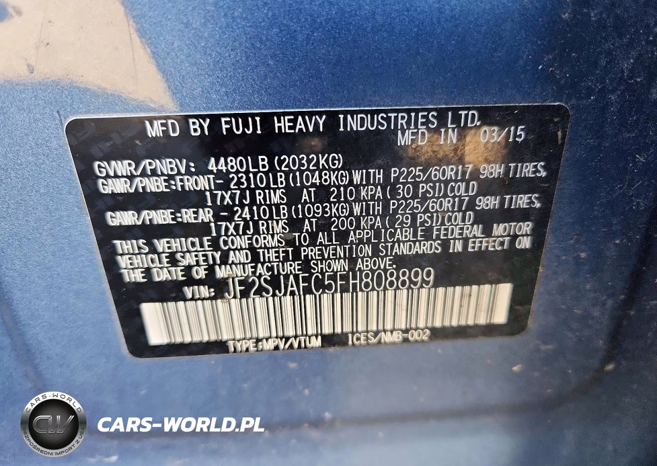 2015 Subaru Forester 2.5I Premium VIN:JF2SJAFC5FH808899 - 13