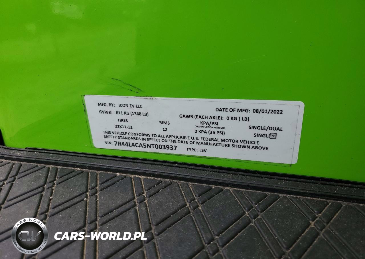 2022 Other Rv Golf Cart VIN:7R44L4CA5NT003937 - 10