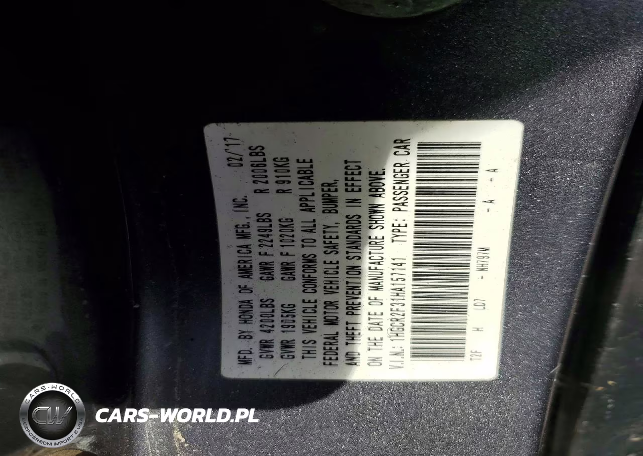 2017 Honda Accord Lx VIN:1HGCR2F31HA157141 - 12