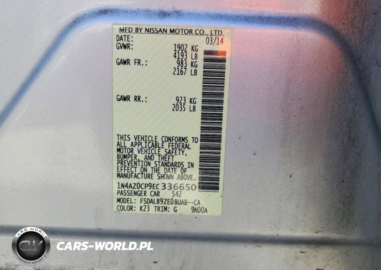 2014 Nissan Leaf S VIN:1N4AZ0CP9EC336650 - 12